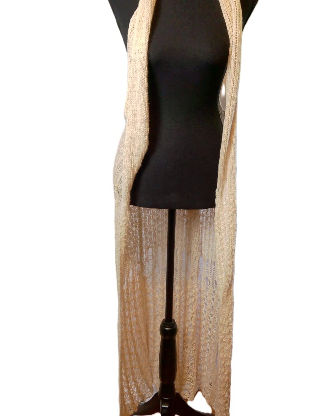 Mudd Cream Open Open-Knit Long Duster Vest Sleeveless Cardigan Boho